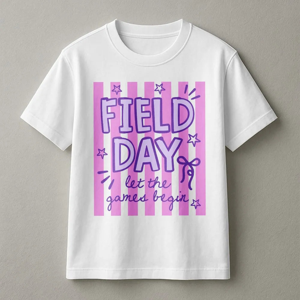 Field Day Sweatshirt | Let The Games Begin Striped Graphic | Soft Cotton Blend Pullover | Matching Teacher Student Gift