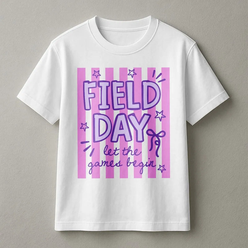 Field Day Sweatshirt | Let The Games Begin Striped Graphic | Soft Cotton Blend Pullover | Matching Teacher Student Gift