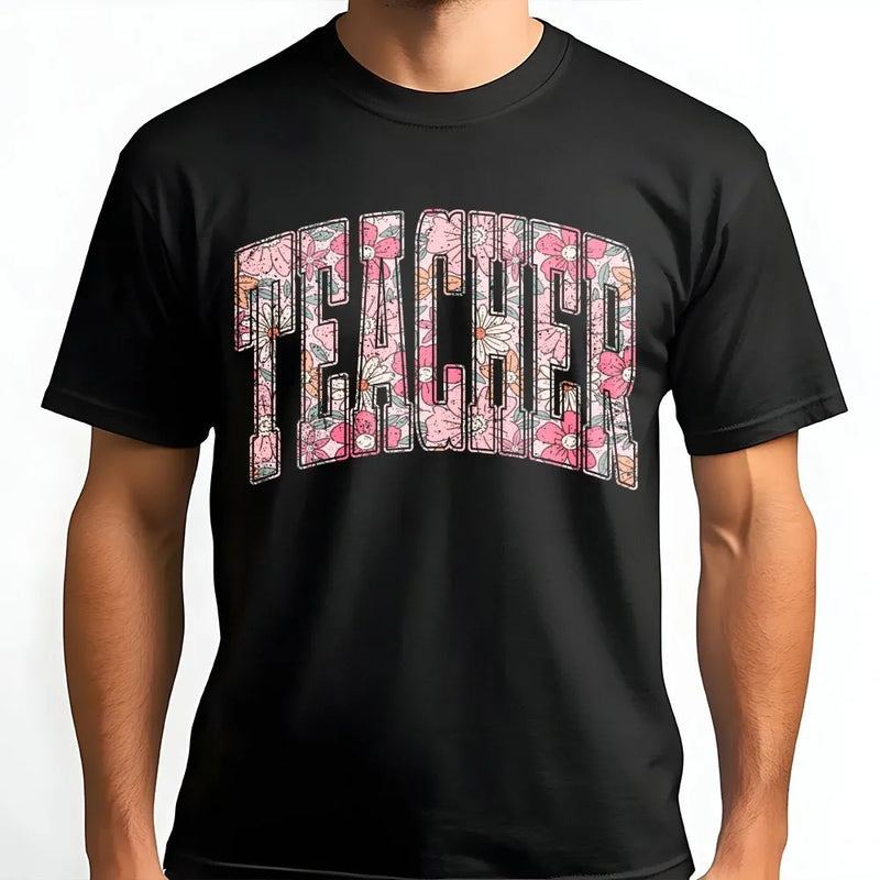 Floral Teacher Sweatshirt | Retro Spring Flower Graphic Crewneck | Soft Cotton Blend Pullover | Teacher Appreciation Gift