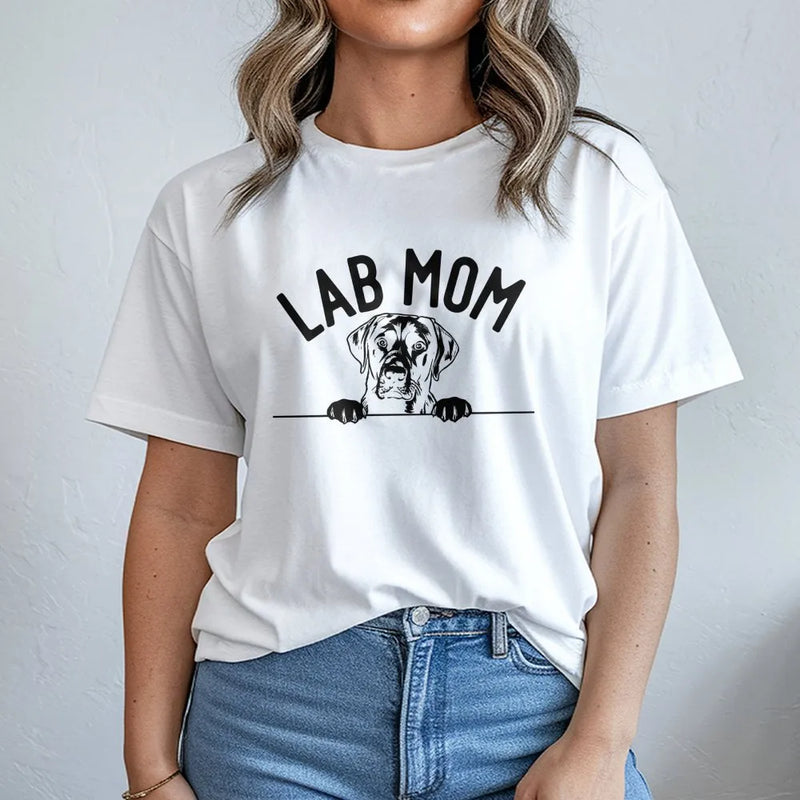 Lab Mom T-Shirt | Cute Labrador Retriever Graphic Tee | Premium 100% Cotton | Funny Dog Lover Gift For Women